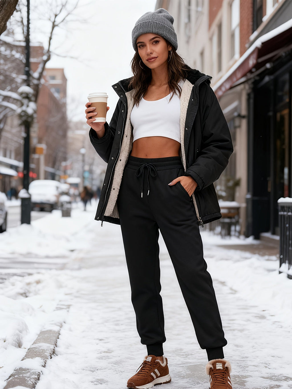 🖤 Women’s Fleece Sweatpants Jogger — Boyfriend Style (Solid Color)