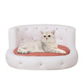 Pet Sofa/Dog Bed OVA PVC Cat Bed Mini Animal Sleeping Bed Crystal Button Modern Pet Couch Bed (White)