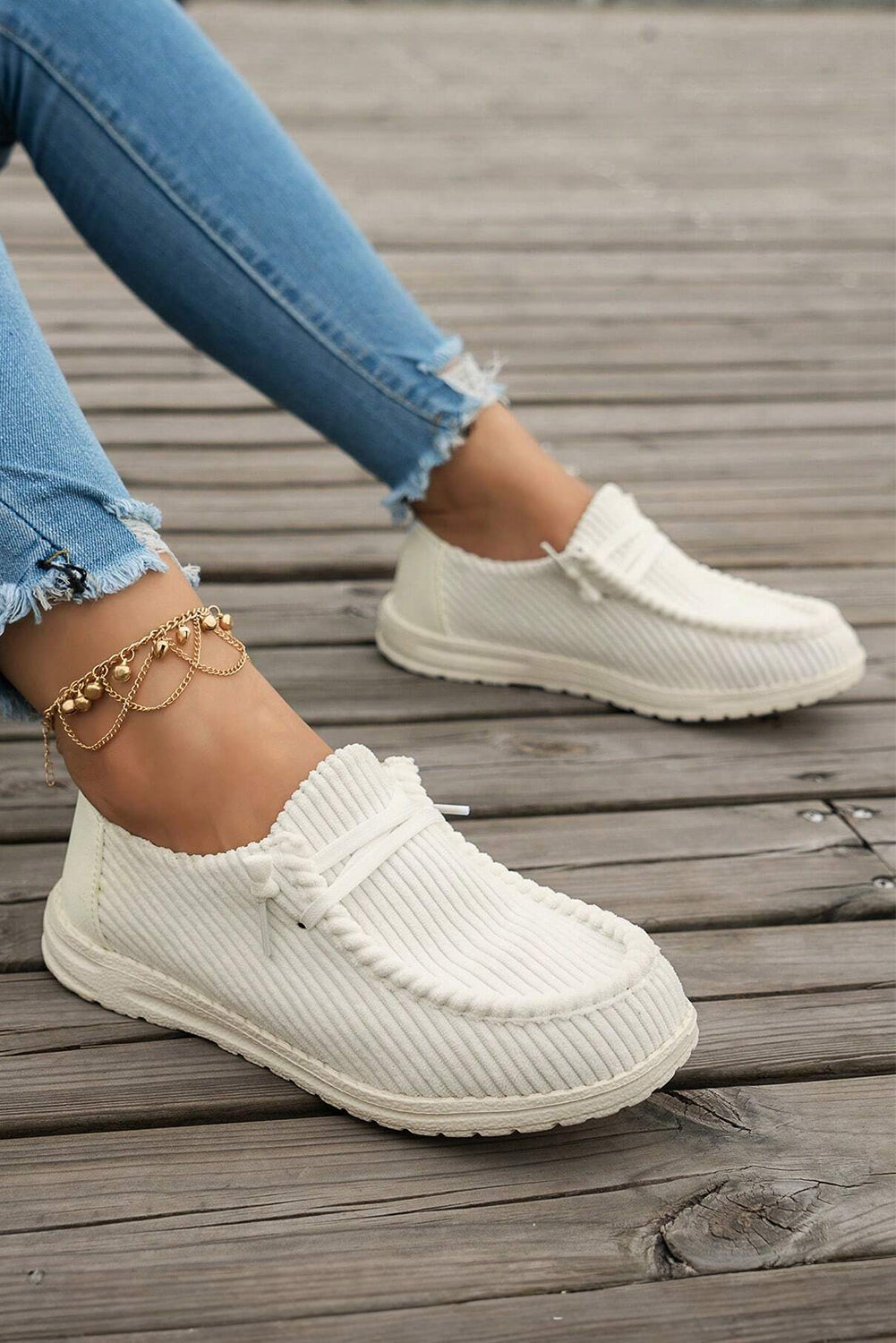 White Lace Up Casual Shoes