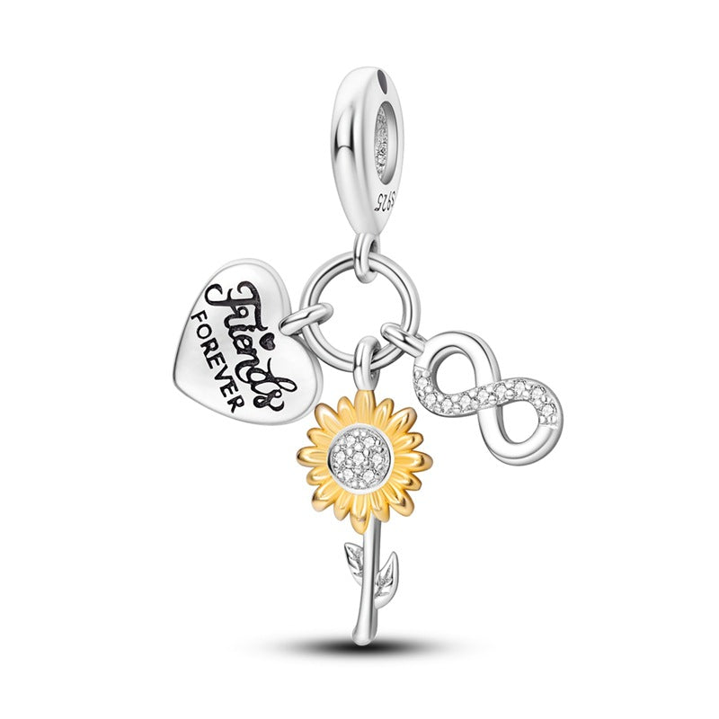 Sisterhood Friendship Heart Pendant Necklace, Silverplated Charm
