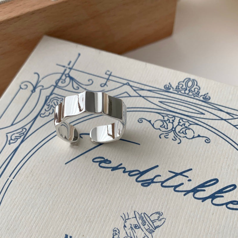 Korean Style Irregular Geometric Ring For Women, INS Trend, New Niche Design, Fashion Personality Index Finger Plain Band