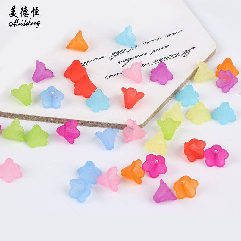 Frosted Acrylic Trumpet Flower Beads, 3D Bell-Shaped Bud Charms For DIY Hanfu Hairpin Flower Bases, Earrings & Jewelry Making.