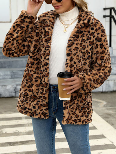 Women's Red Drop Shoulder Fuzzy Button-Up Jacket