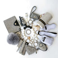 19-piece monochromatic multifunctional safety keychain set in various colors