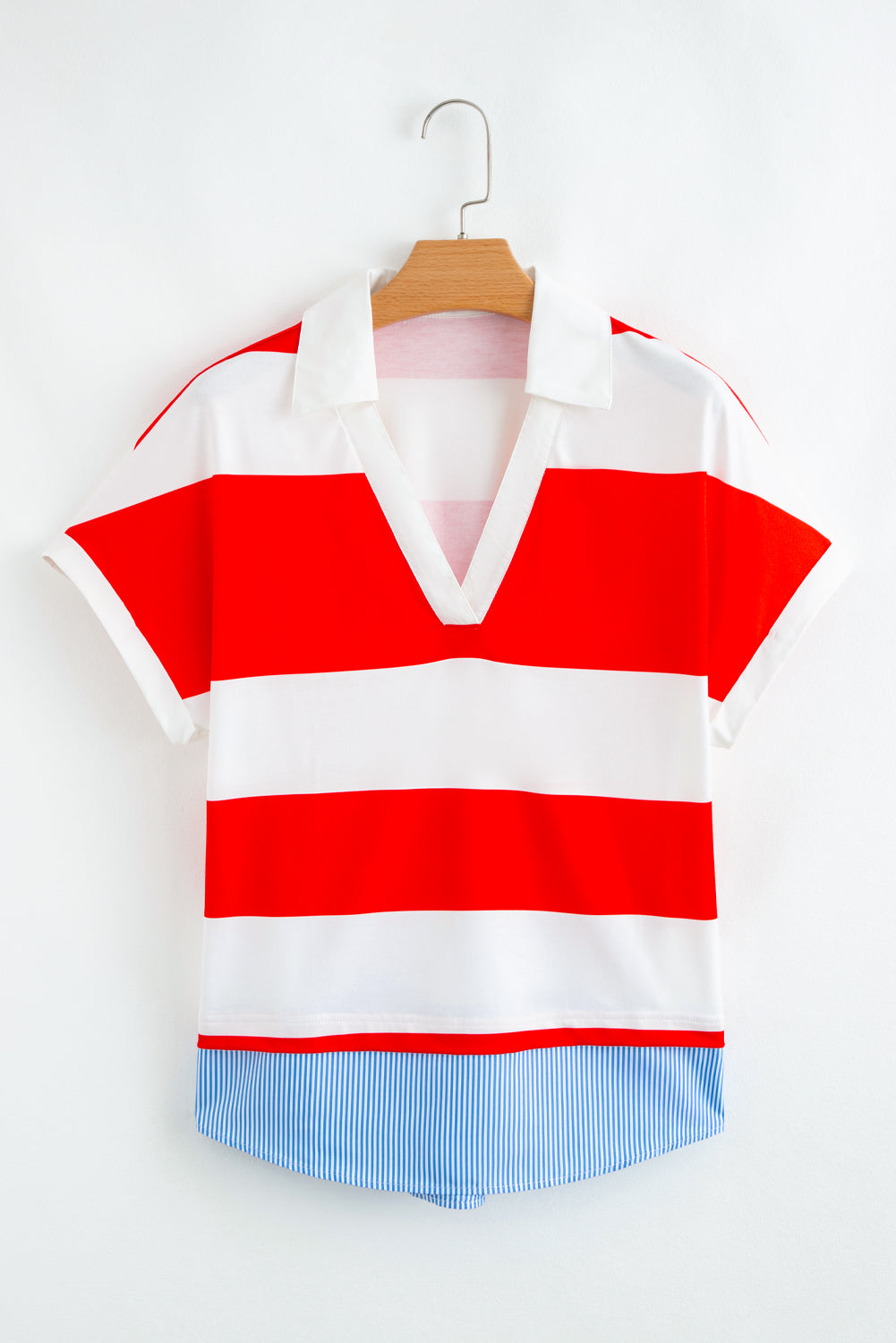 Faith Dolman Short Sleeve Top in Red and White Stripe