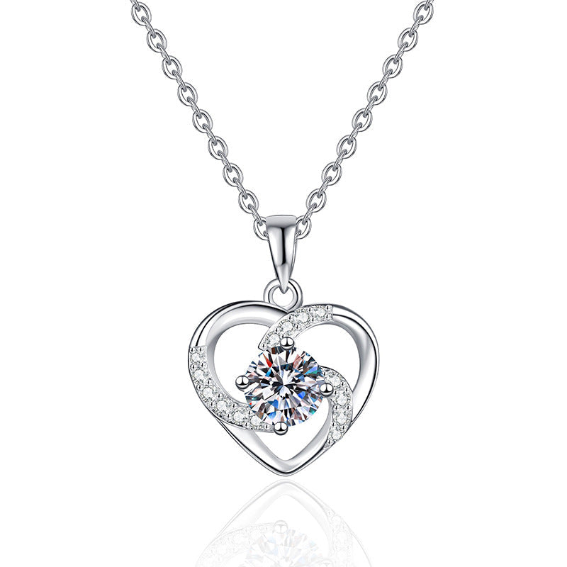 Eternal Heart Moissanite Pendant Necklace in S925 Sterling Silver