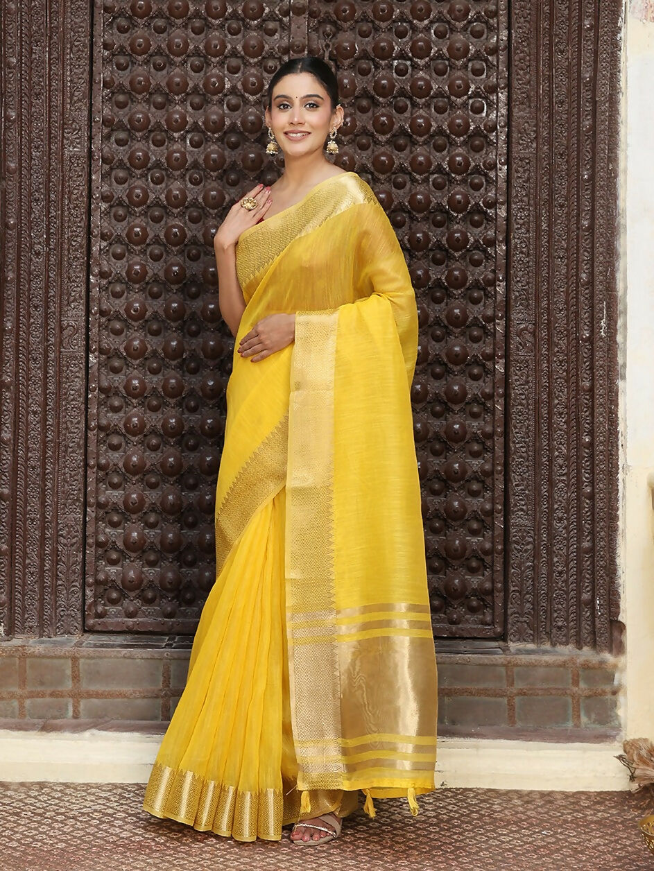 Shree Shyam Fashion Yellow Cotton Saree