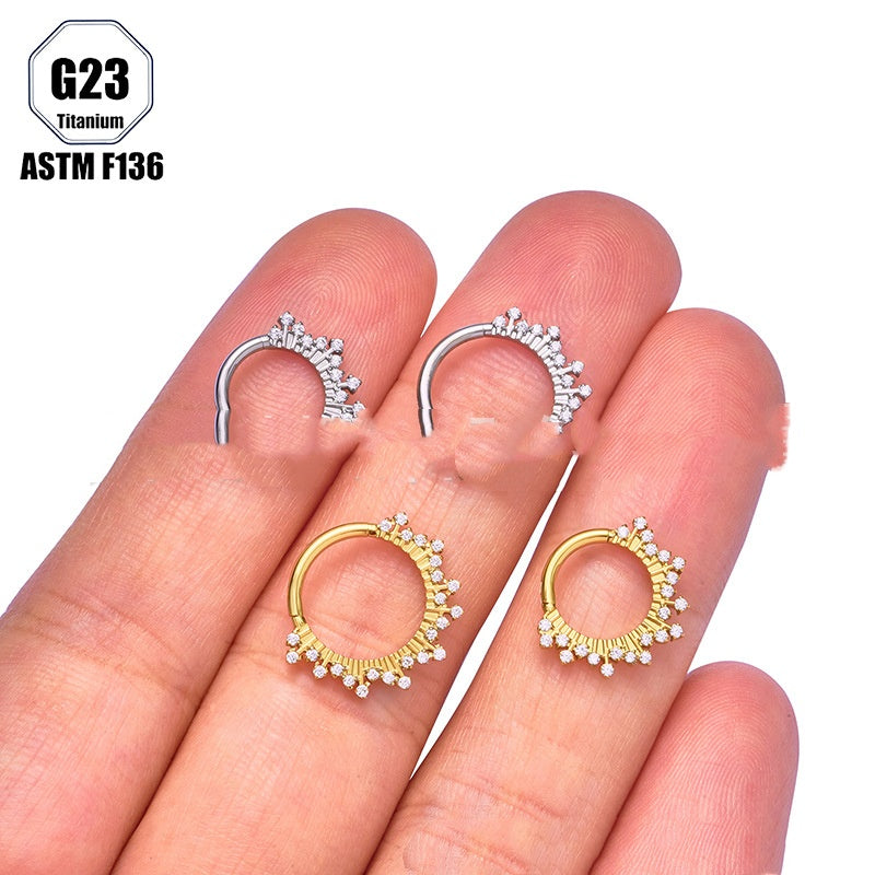 European And American G23 Titanium Alloy Earrings With Zircon Inlays
