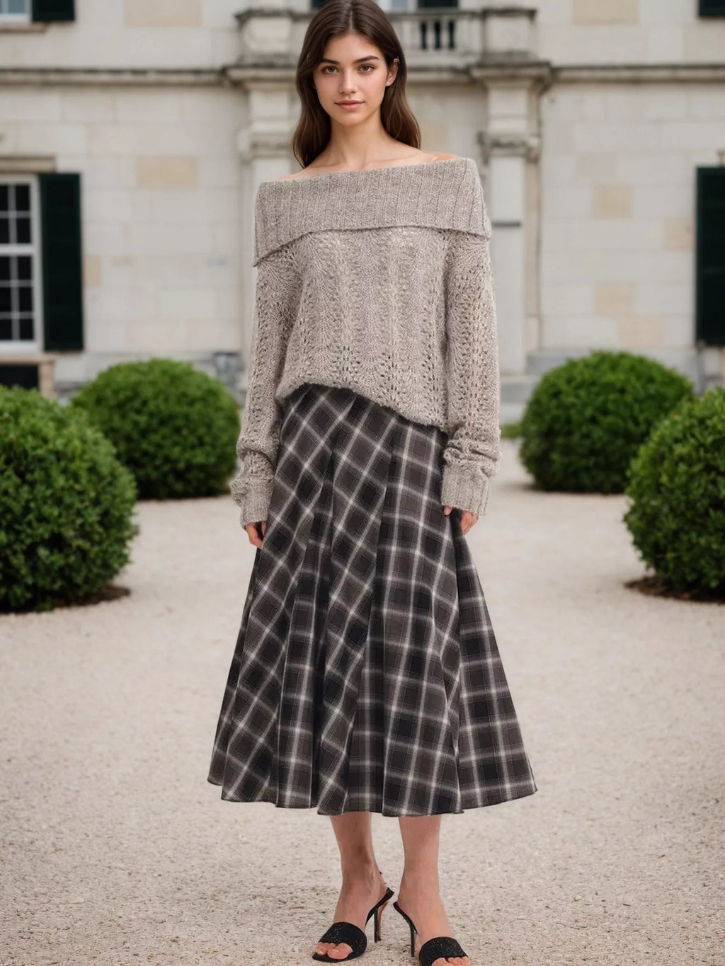 Plaid Midi Skirt