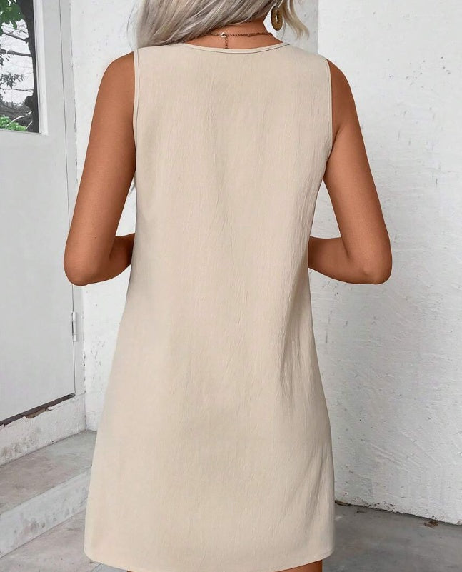 Women's Sleeveless A-Line Button Down Dress Casual Summer Shift