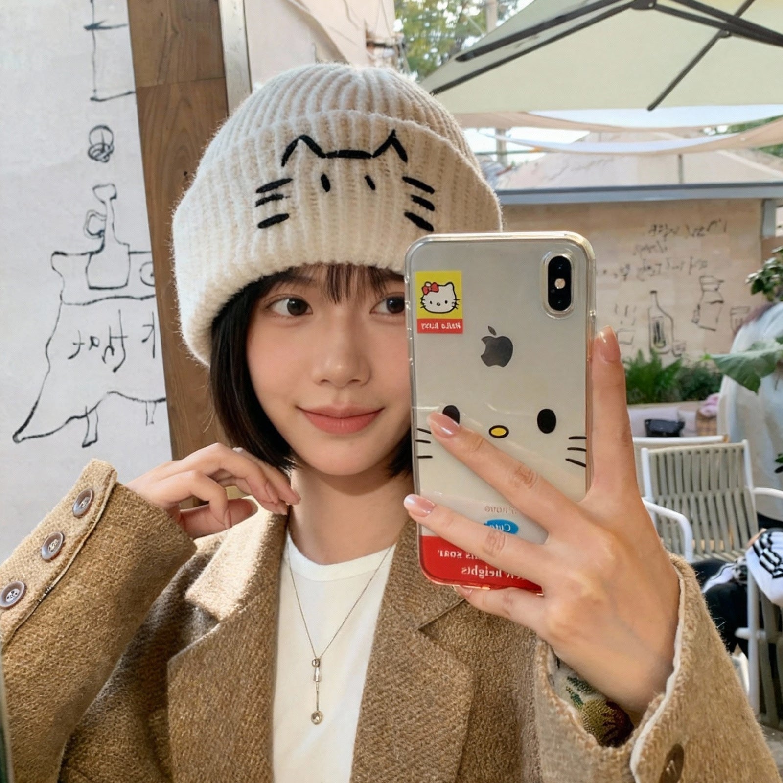 Women's Cute Cat Line Knitted Beanie Hat