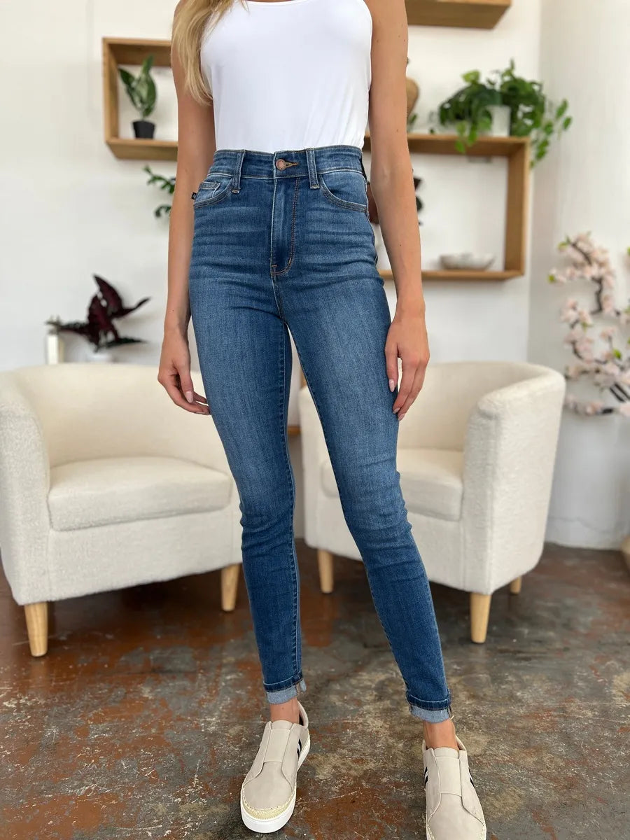 Judy Blue Cuffed Hem Skinny Jeans | Trendy Slim Fit