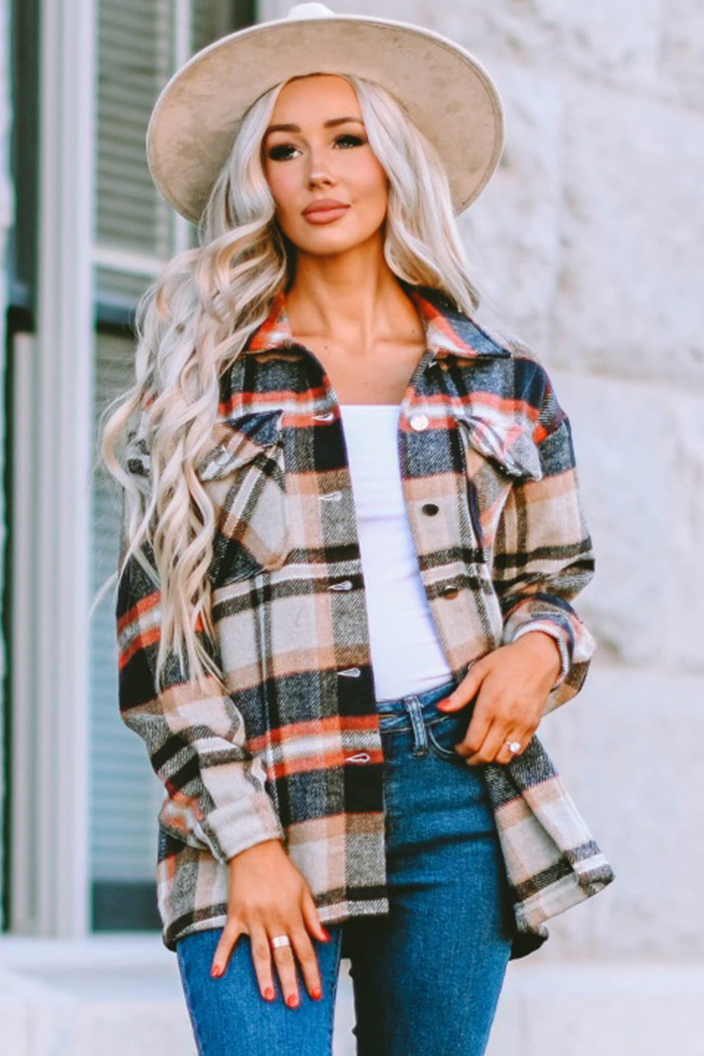 Brown Plaid Flannel Shacket | Button-Up Long Sleeve