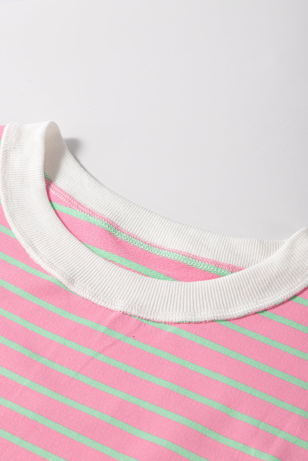 Sachet Pink Striped Crew Neck Cap Sleeve T-Shirt