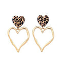 Leopard-print Exaggerated Heart-shaped Pendant Earrings