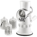 3-in-1 Manual Vegetable Slicer & Round Mandolin Chopper - White