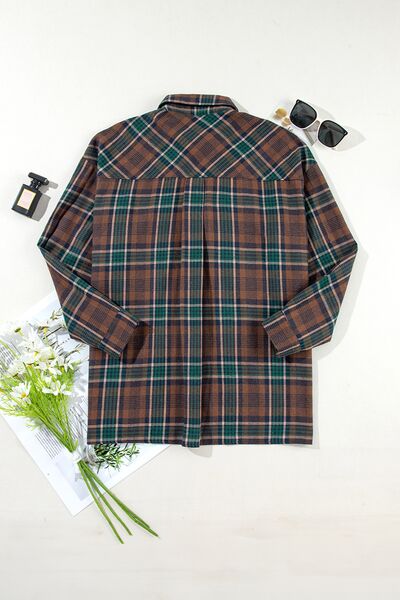 Women's Classic Plaid Button-Up Jacket - Lightweight Cotton