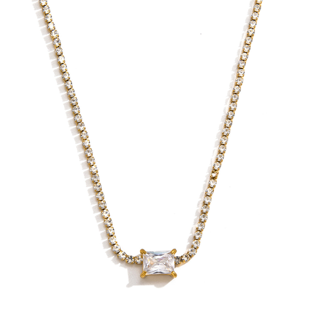Minimalist Gold and Zircon Cross Pendant Necklace for Women