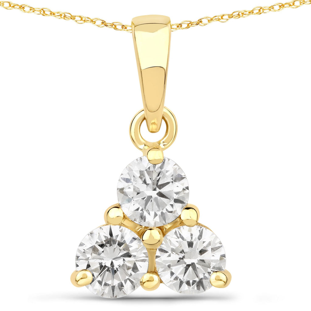 0.75 Carat Genuine Lab Grown Diamond 14K Yellow Gold Pendant