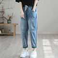Women's Ripped Drawstring Waist Jeans Casual Denim Pants - Image 4