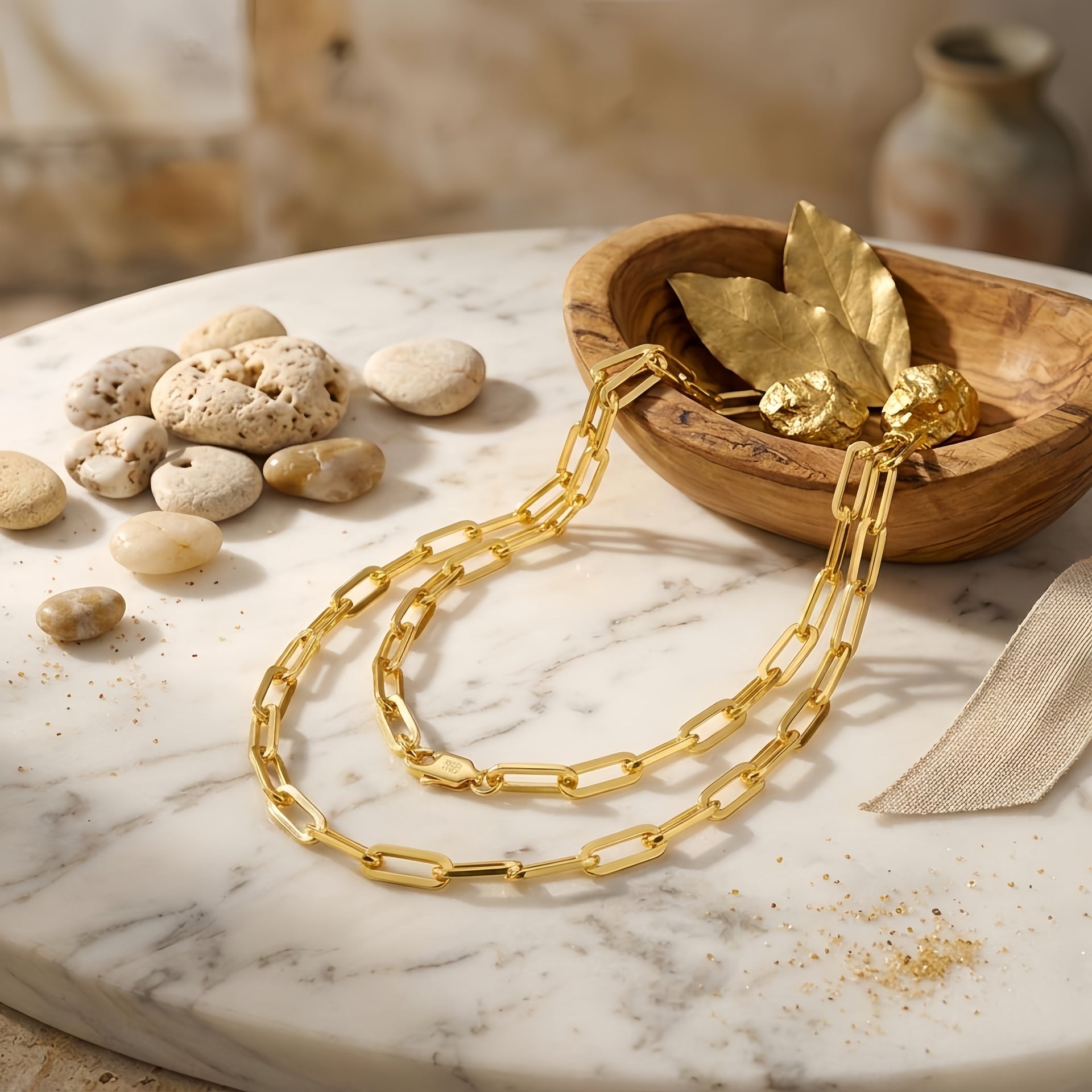925 Sterling Silver Gold-Plated Sterling  Chunky Paperclip Chain Necklace - Italian Craftsmanship