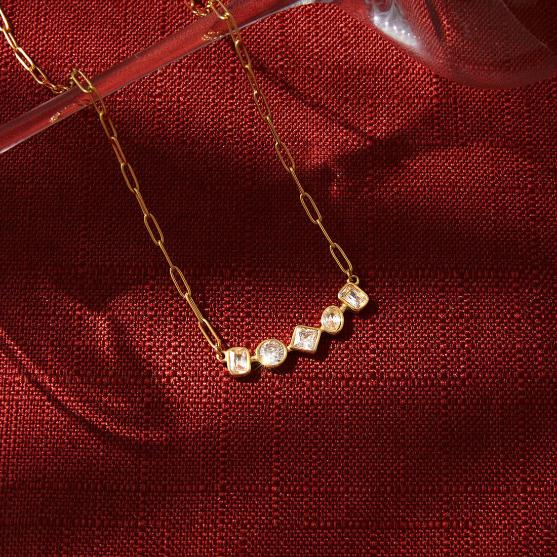 Zircon Pendant Necklace and Chain Tassel Earring Jewelry Set