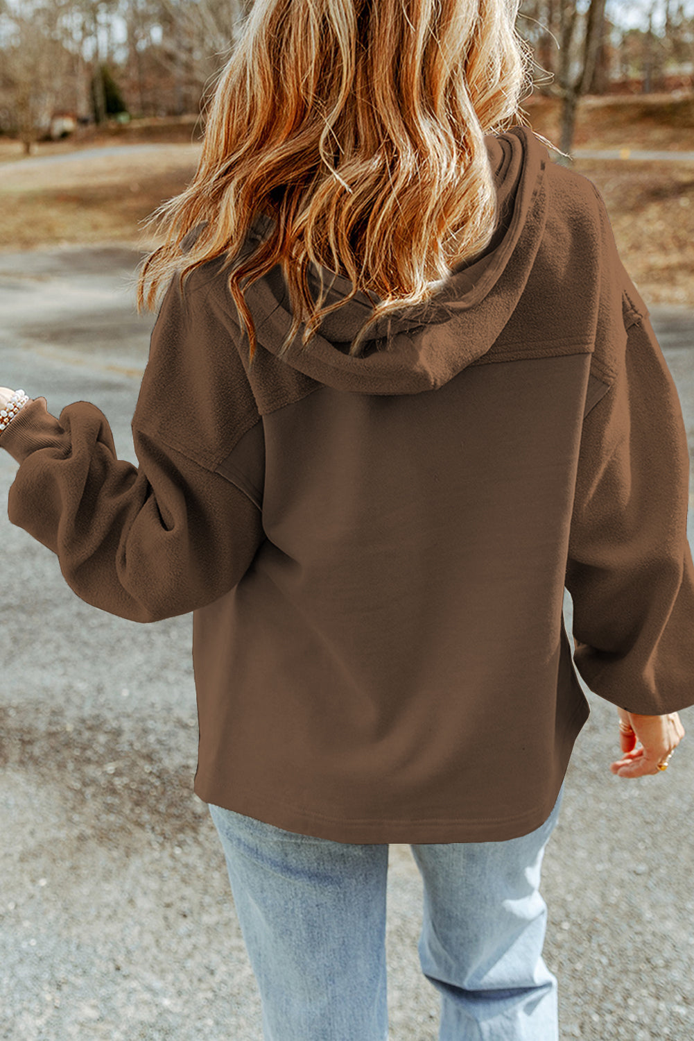 Green Bishop Sleeve Zip Up Hoodie Jacket with Flap Pockets