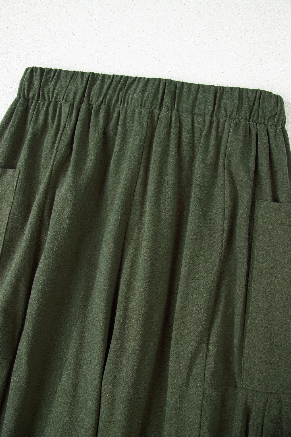 Jungle Green Drawstring Barrel Leg Casual Pants