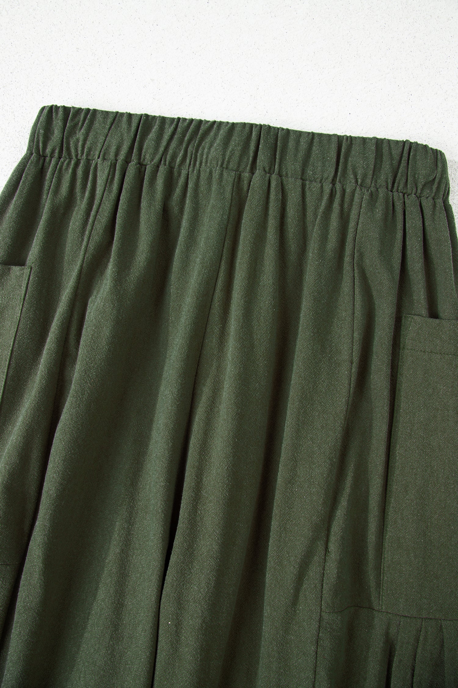 Jungle Green Drawstring Barrel Leg Casual Pants