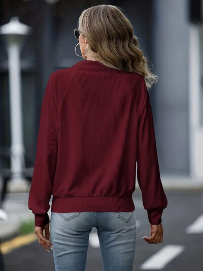 Women's White Zip-Up Collared Jacket with Raglan Sleeves