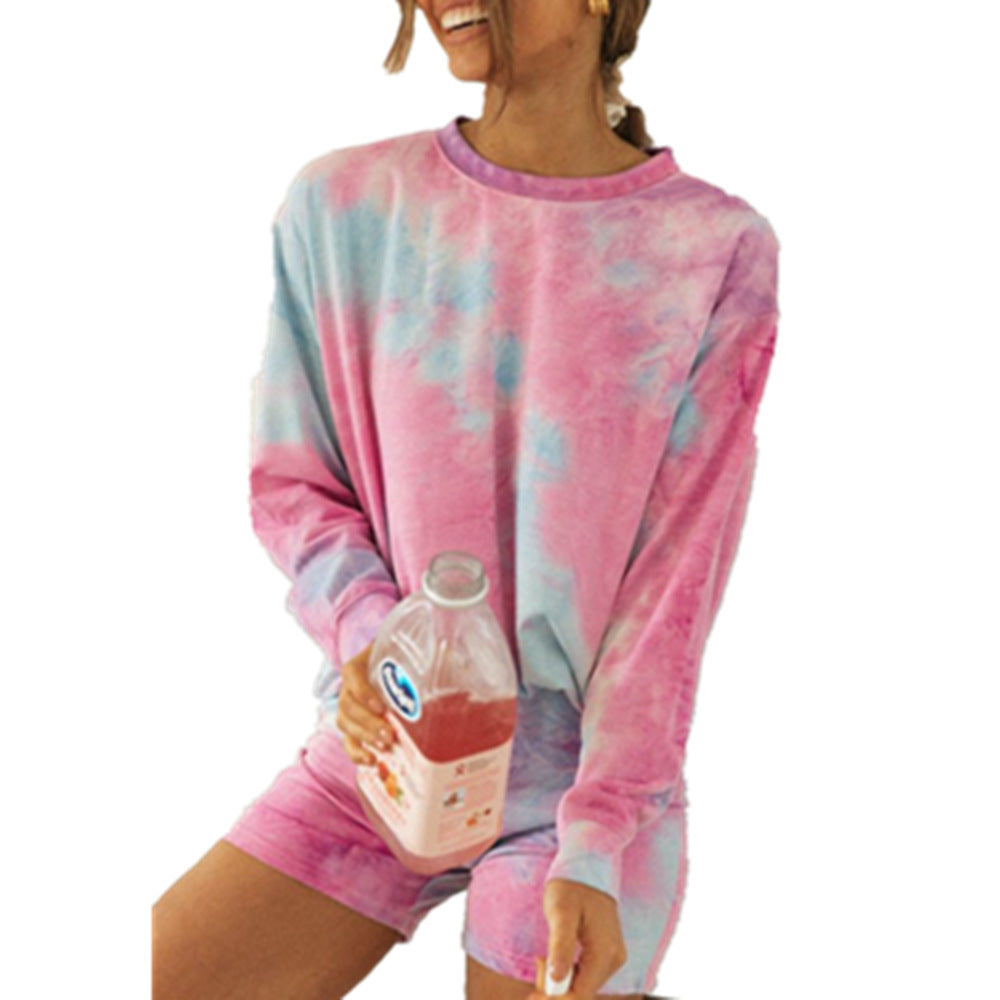 Women's Tie Dye Fashion Print Casual Long Sleeve Home Suit