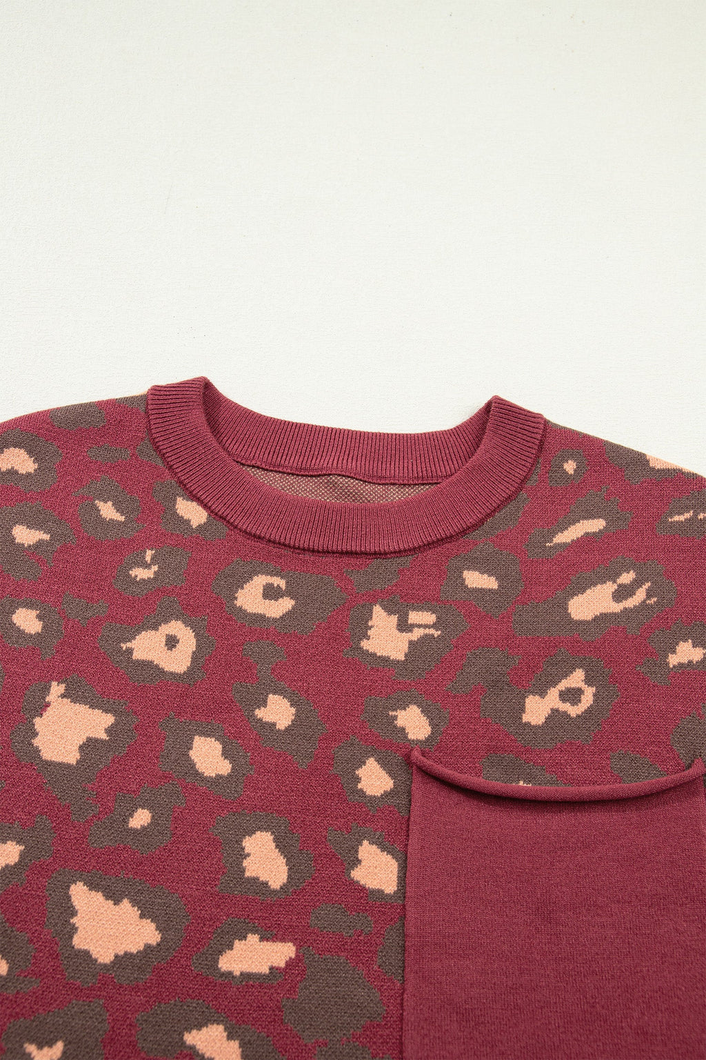 Leopard Print Cap Sleeve Knitted Top | Crew Neck