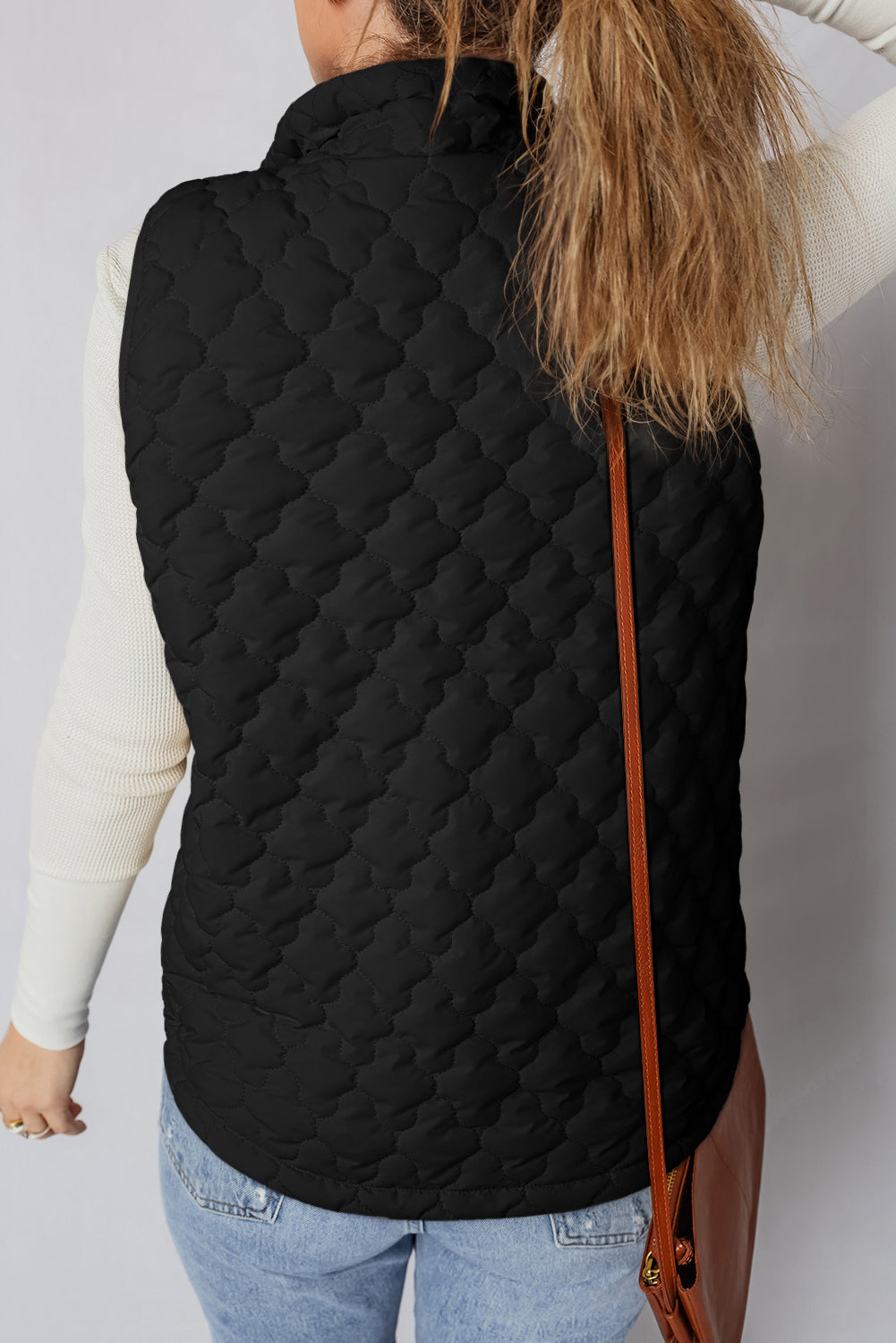 Women's Quilted Zip-Up Snap Button Vest - Relaxed Fit Outerwear