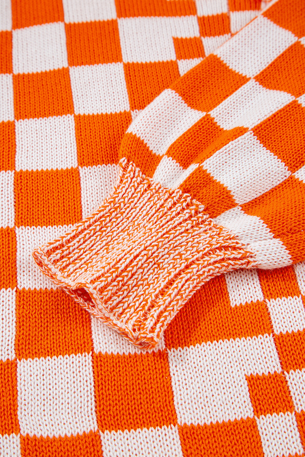 Checker Open Front Drop Shoulder Cardigan