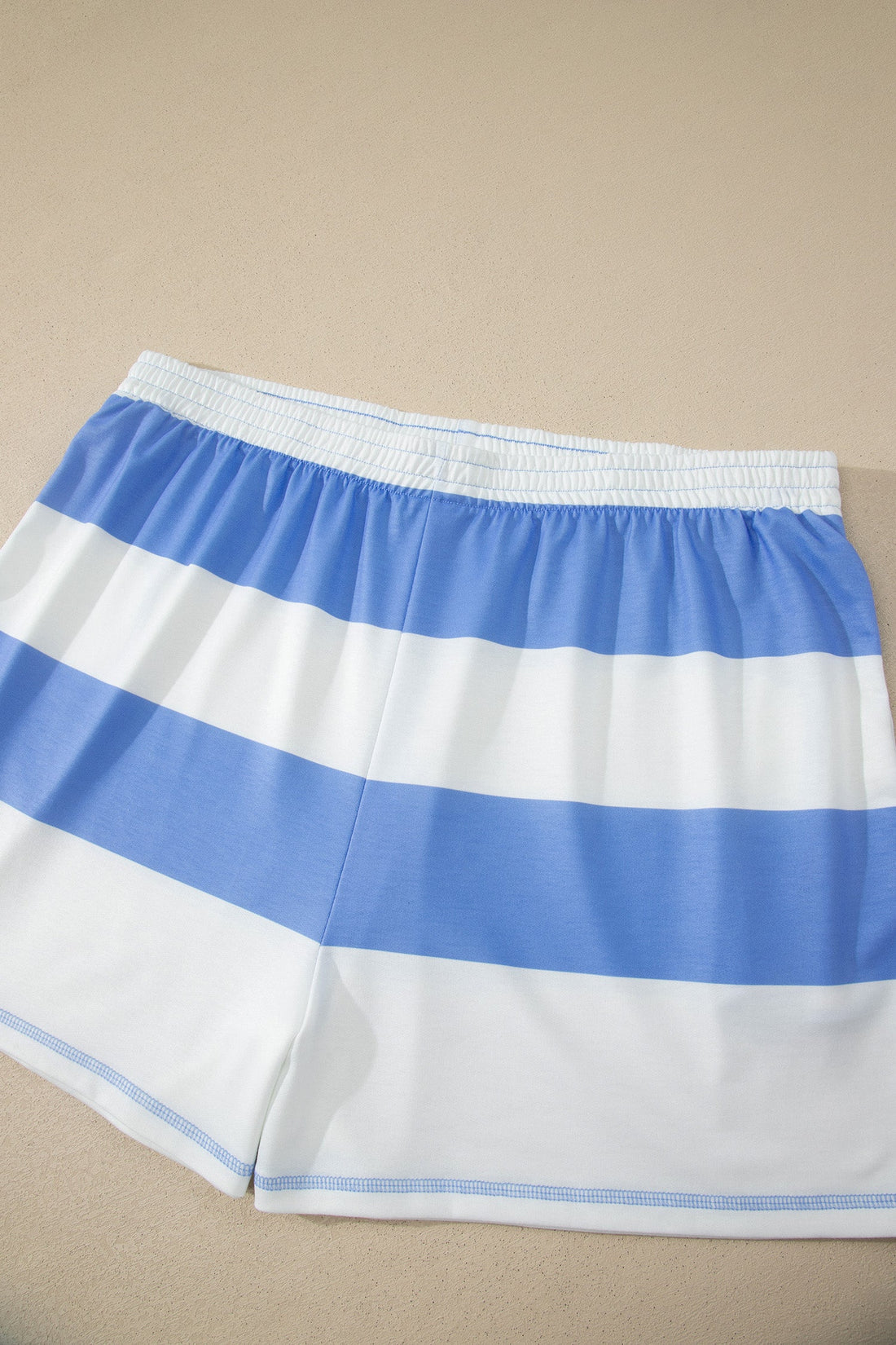 Stripe Zipped Collar Top & Shorts Set - Sporty Knit Loungewear