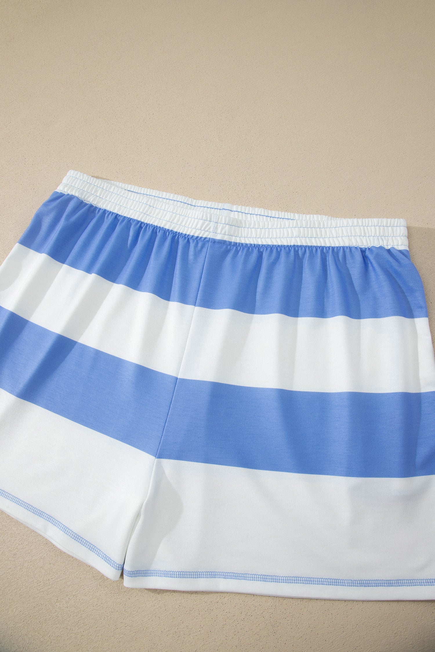 Stripe Zipped Collar Top & Shorts Set - Sporty Knit Loungewear