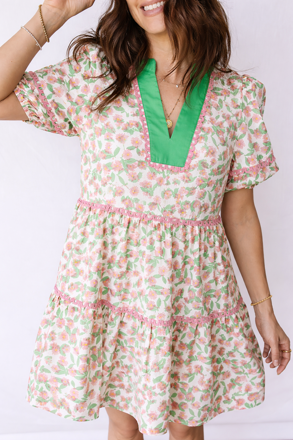 Rachel Floral Puff Sleeve Mini Dress - Cotton Babydoll Cottagecore