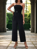 Black Tube Jumpsuit with Waist Belt and Pockets - Image 5