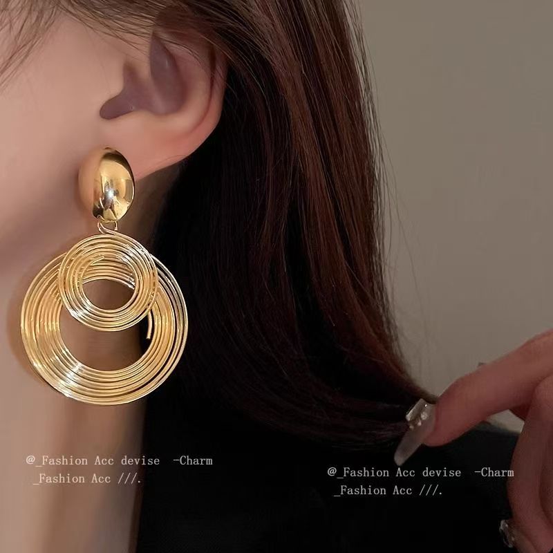 Bold Gold Statement Hoop Earrings - Modern Minimalist Round Hoops