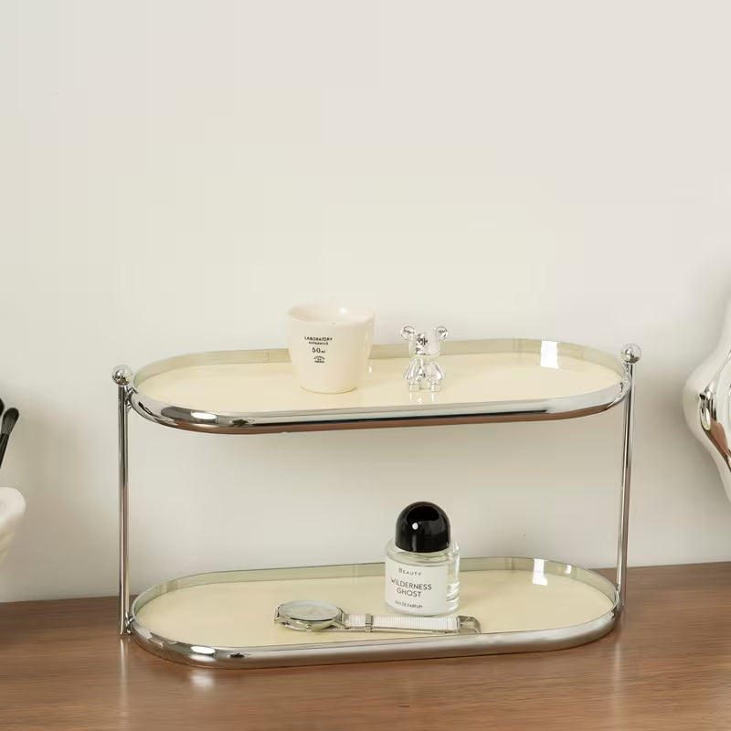 Tiered Acrylic and Metal Standing Shelf Rack for Bathroom and Vanity