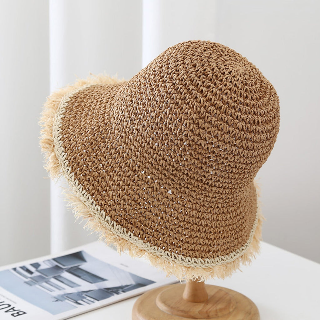 Korean Wide Brim Fringed Woven Straw Hat