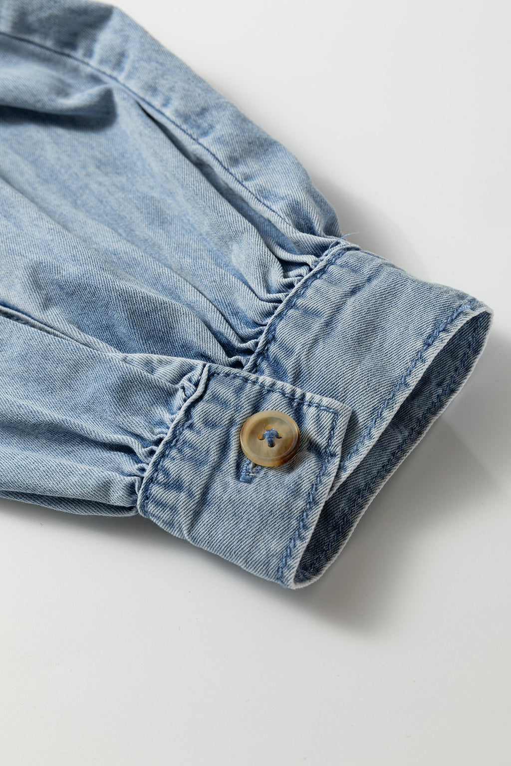 Ruffle Peter Pan Collar Western Denim Shirt