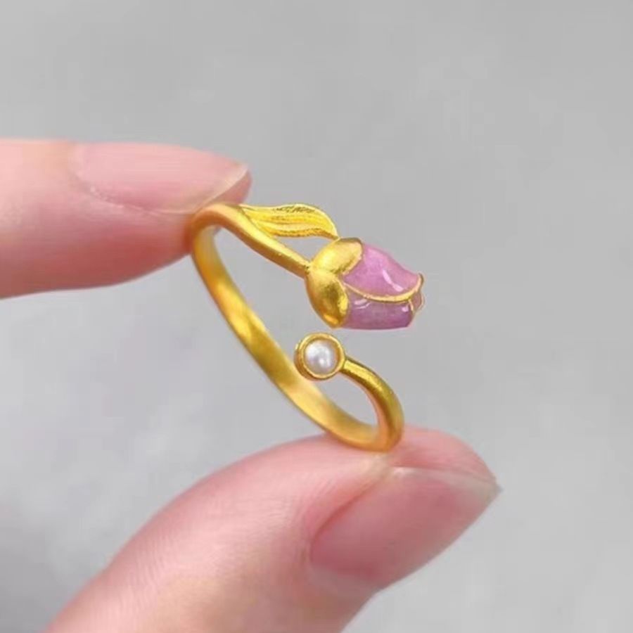 Placer Gold Tulip Open-Ended Ring