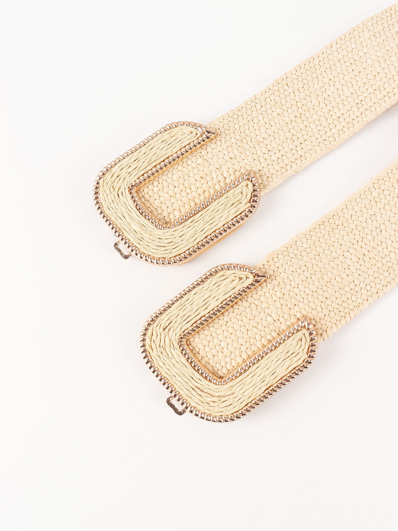 Wide Braid Stretch Belt with Statement Buckle in Sage Green