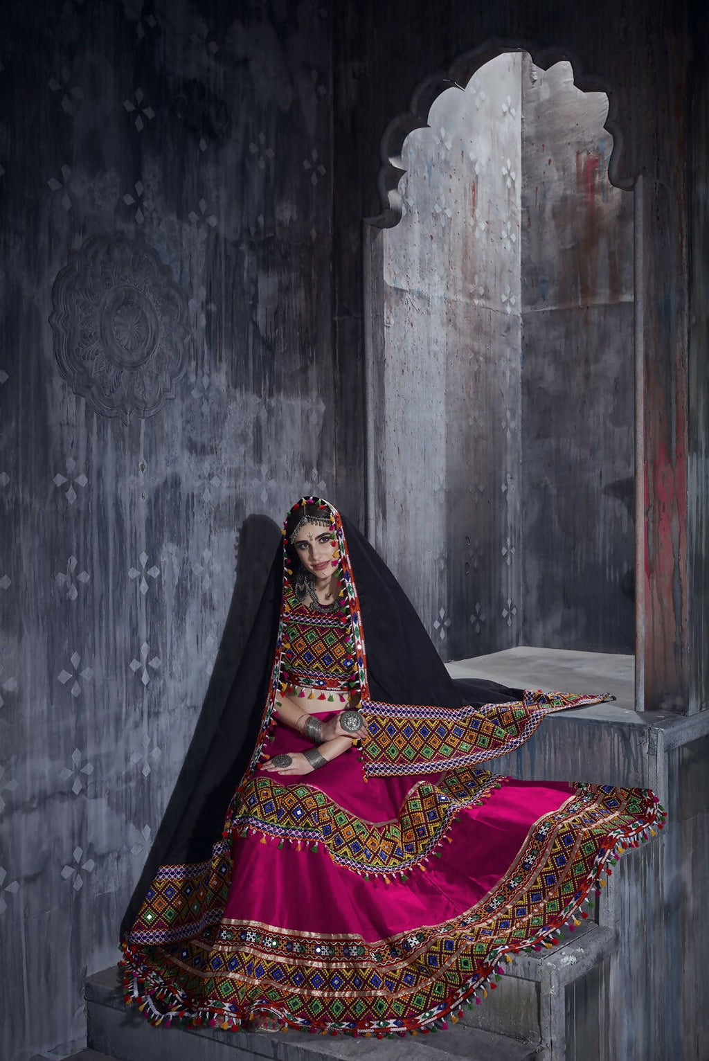 Pink Art Silk Designer Lehenga Choli with Gamthi and Mirror Work