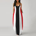 Floral Sling Long Dress U Neck Sleeveless Large Swing Hem