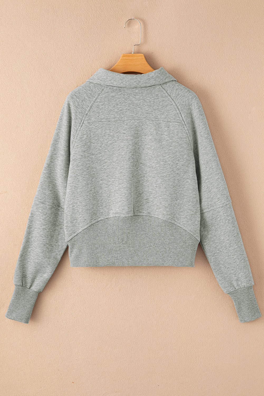 Solid Fleece-Lined Half-Zip Up Collar Sweatshirt