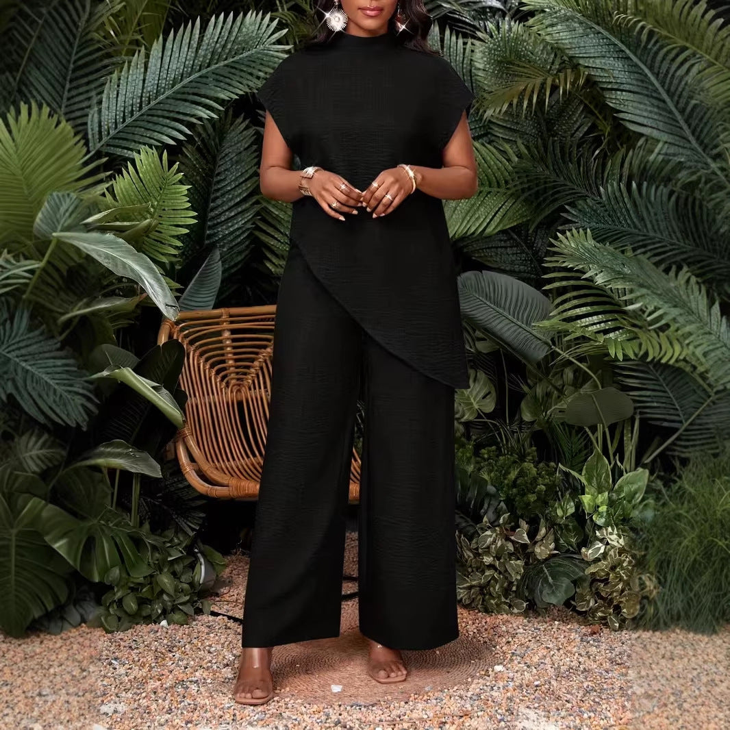 Asymmetrical Sleeveless Top and Pants Two-Piece Set for Women