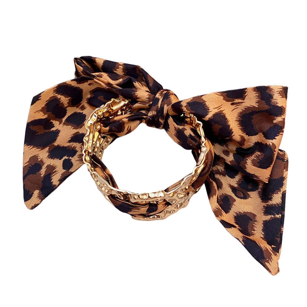 Leopard-print Silk Scarf Bracelet European And American Style