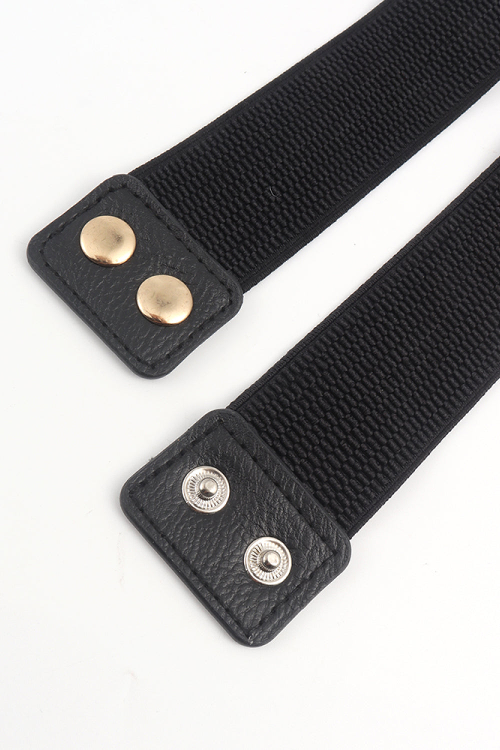 Chain Detail Elastic Belt with Alloy Buckle | PU Leather